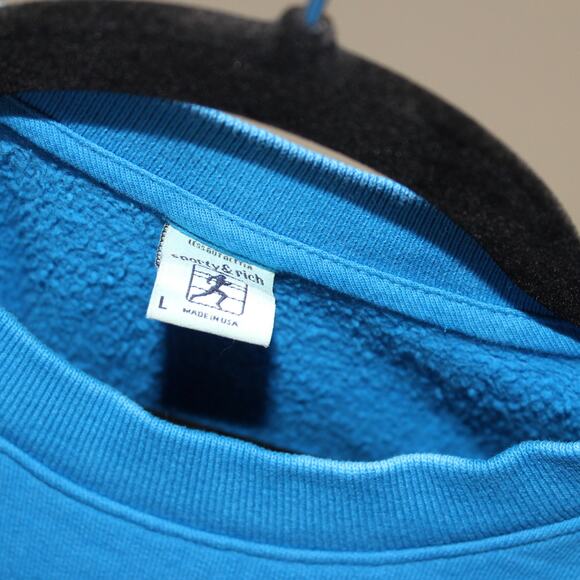 Sporty & Rich Plain Bright Blue Crewneck Sweatshirt Pullover Size Large - Picture 6 of 7